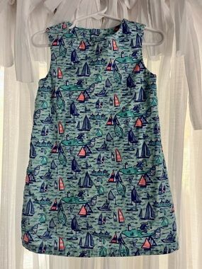 Vineyard Vines Girls' Sailboat Print Sleeveless Dress - Blue, Teal, Coral
